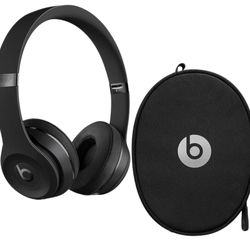 Black Beats + Black Beats Case Pouch - By Dr Dre - Beats Solo3 Wireless On-Ear Headphones with Apple W1 Headphone Chip, Black, MX432LL/A , Bluetooth 