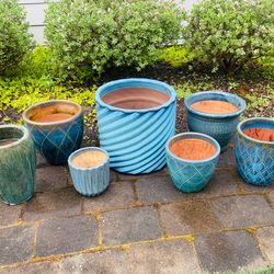 PENDING SALE: 7 Assorted Ceramic Flower Planter Pots