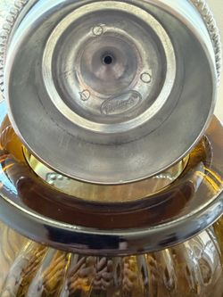 Vintage Artland Ribbed Amber Glass 6 Canisters with Lids