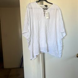 White Tunic, With Silver Metallic Stripes 