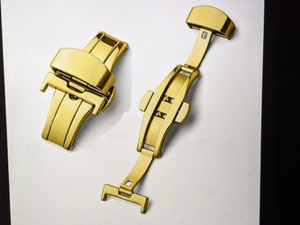 18 mm Watch Band Butterfly Clasp, Stainless Steel, Gold Color