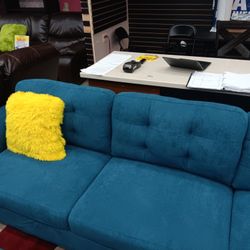 *Labor Day Now*---Biscayne Comfy Blue Fabric Sectional Sofa W/Ottoman---Delivery And Easy Financing Available 