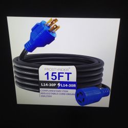 New Generator Extension Cord 15' 4 Prong 30amp Extension Cord 