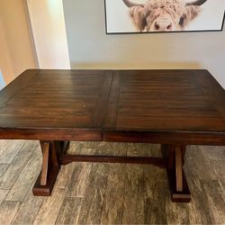 Cost Plus Rustic Expandable Solid Wood  Trestle Table