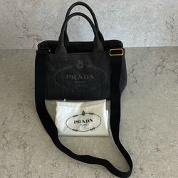 PRADA Canapa Denim Mini Tote