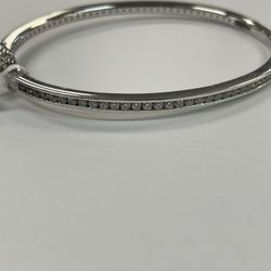 Silver CZ Bangle Bracelet 