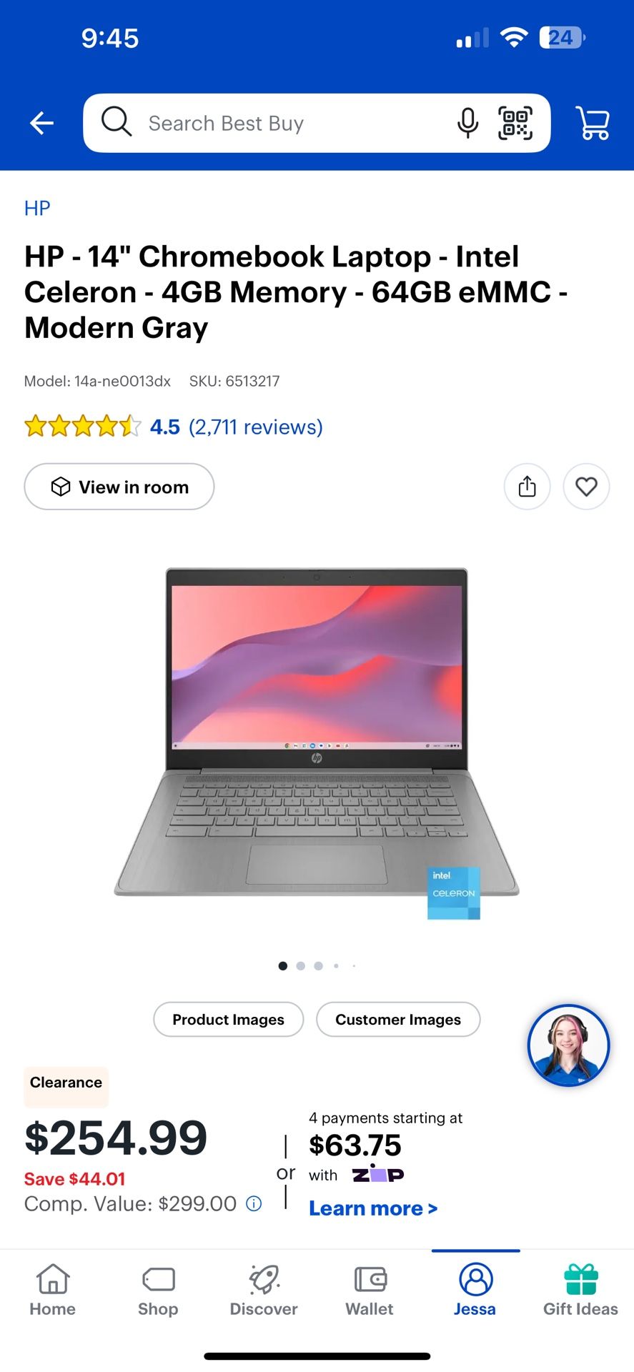 HP Chromebook Laptop, Gray, 64 GB Like New!