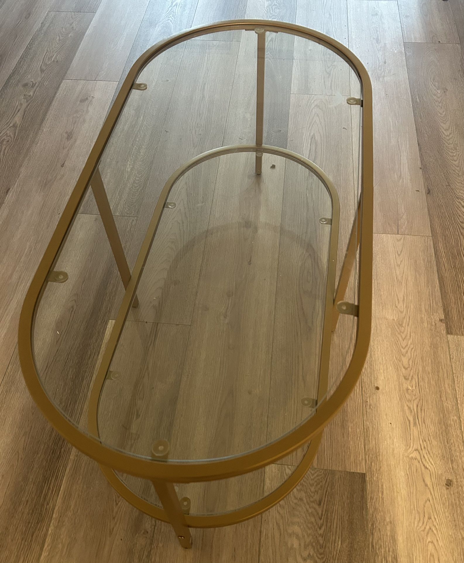 Two-layer Modern Oval Glass Coffee Table With Matching End Table