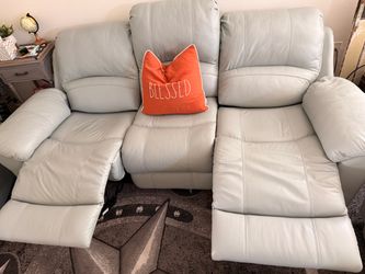 Light Gray Leather Reclining Sofa