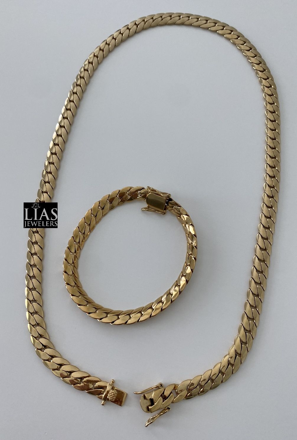 New 18k Yellow Gold Filled Cuban Link Chain And Bracelet