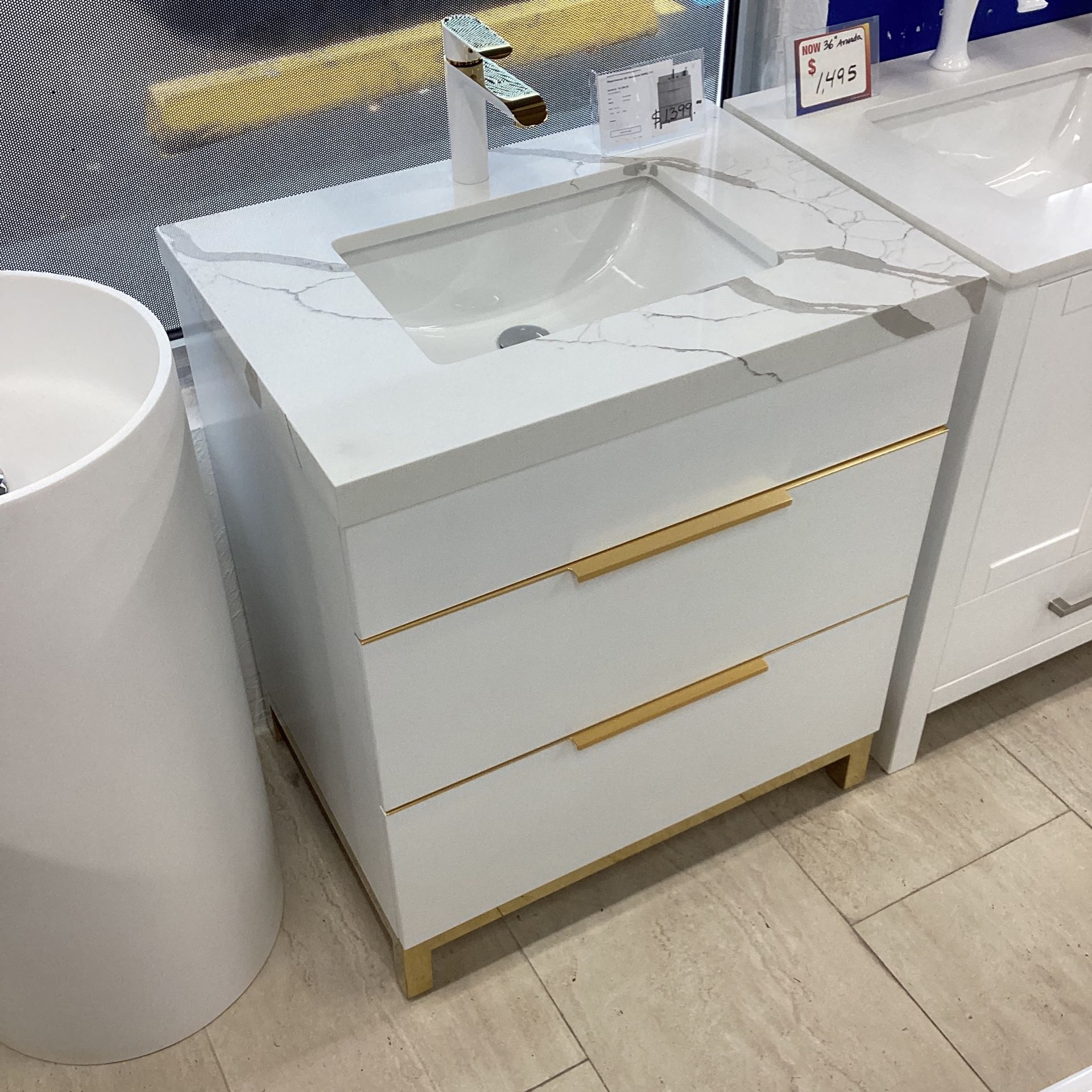 30” White Royal Mercer Bathroom Vanity Solid Wood Soft Close Drawers Quartz Countertop Ceramic Sink ❗️❗️❗️❗️❗️
