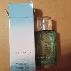 Womens perfume from Avon Blue Escape 1.7 fl.oz. 
New in box. Beautiful decorative bottle. 
This purfume is no longer available through Avon. 
Please g