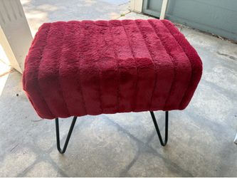 Gently Used Red Furry Ottoman