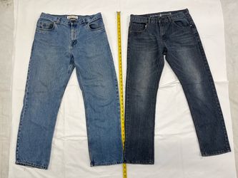 Beverly Hills Polo Club Faded Glory Mens Jeans Lot 2 Pairs Size 32x32 32 Waist 32 Inseam Dark Wash Stretch Denim Medium Light Wash 100% Cotton Relaxed
