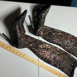 Azalea Wang Chevelle Mesh Knee Boots Size  6