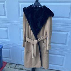 Camel/Black Unisex Wool Trench Parka