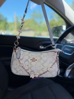 Coach Signature Shoulder Bag with Floral Chain