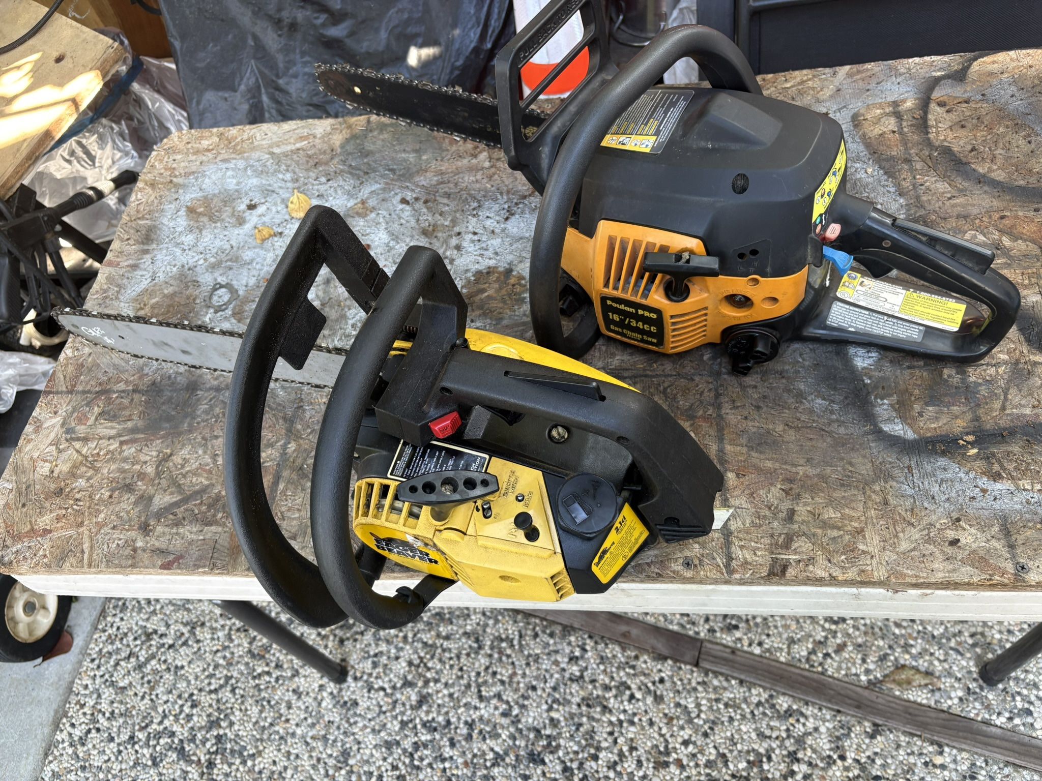 Two 16 Inch Chainsaws. A 16”Poulan Pro And 16” McCulloch Eager Beaver.