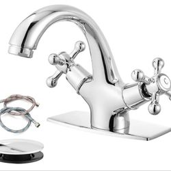 Gotonova Bathroom Faucet Chrome 1 Or 3-hole Mount 2-handle With Pop-up Drain Open Box New 