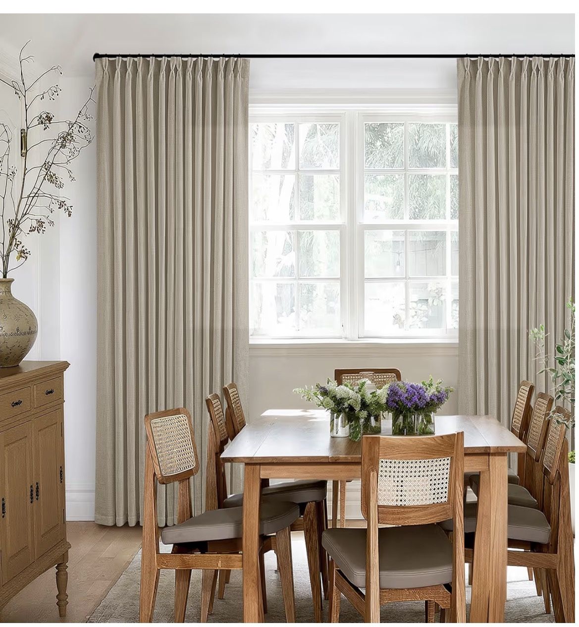 Two Panel Pleated Linen Curtains 40”Wx108”L