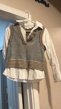 Veronica Beard Combo Sweater Vest Shirt Top