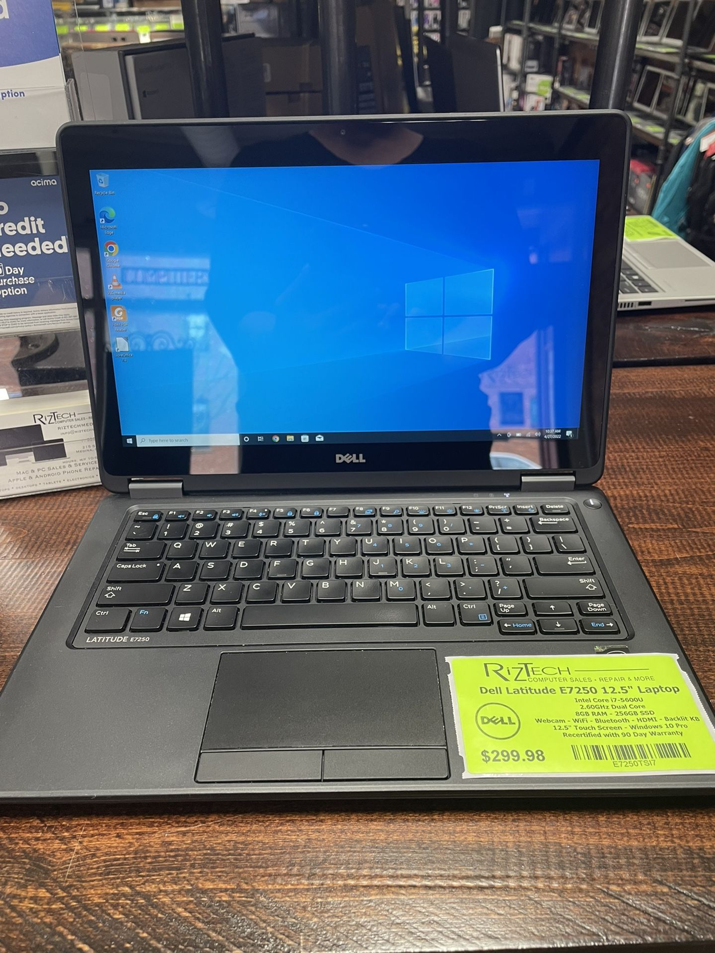 Dell Latitude E7250 Laptop 12.5” Touchscreen i5 Windows 10 Pro 8GB RAM 256GB SSD