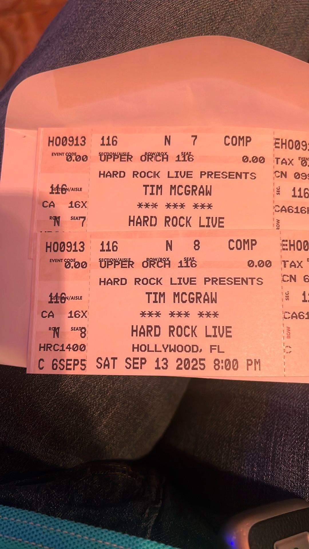 TIM MCGRAW. 2 Tickets.  