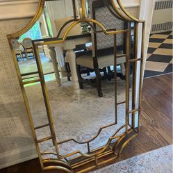 Large Gold Chinoiserie Mirror - Hollywood Glamour