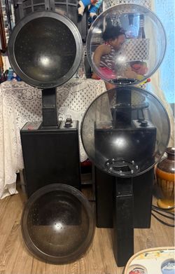 Preowned 2 complete and one extra dryer hood. These still run find but not giving as much heat as before . We have cleaned the vents and ducts and ope