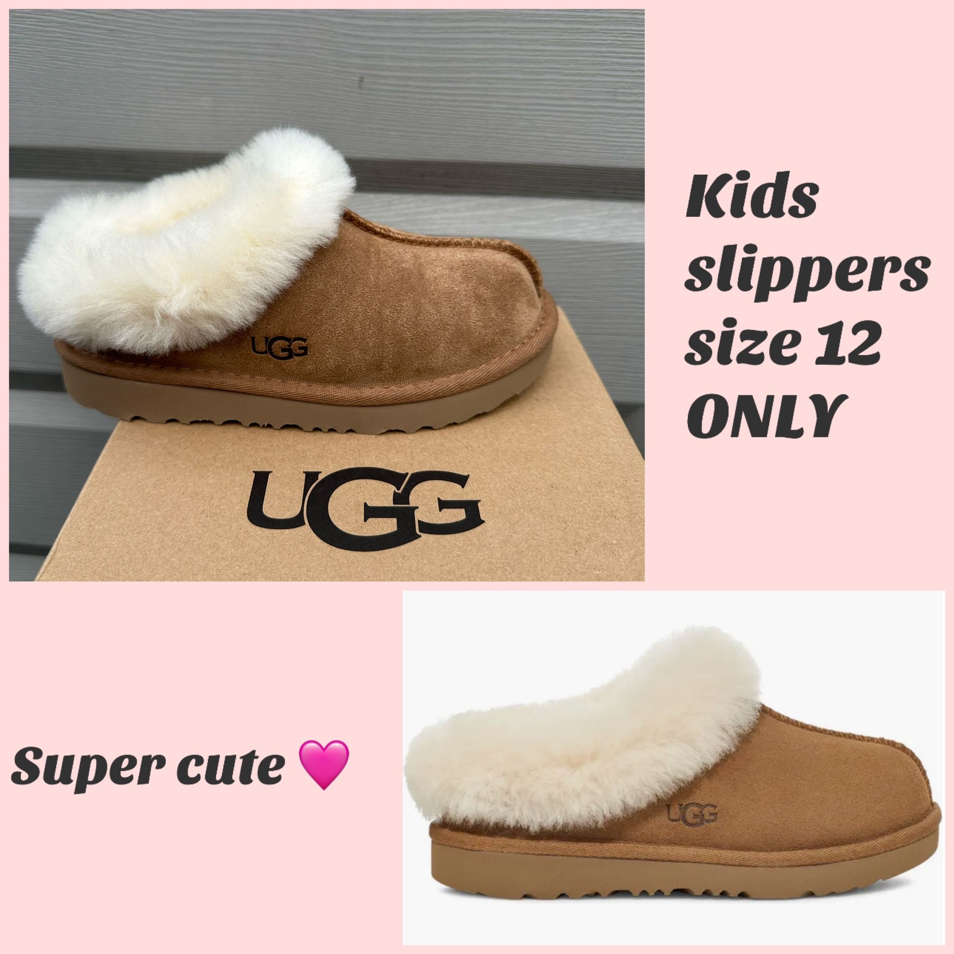 Kids Ugg moraene slippers Size 12 Kids New In Box $45 Firm Price. Pick Up Only 