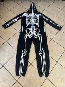 Skeleton Halloween Costume Jumpsuit with Hood