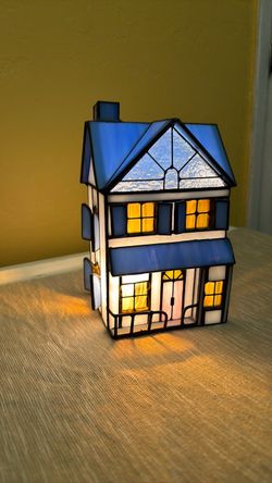 Stained Glass House Night Light Lamp