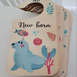 10x Wood Baby Clothes Size Markers - Ocean/Underwater Theme