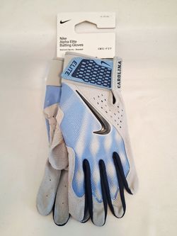 Nike Alpha Elite Batting Gloves Carolina UNC Grey Blue