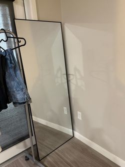 full length rectangle mirror black metal frame