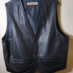 CORONADO LEATHER CO. DUAL CONCEAL CARRY POCKETS MEN'S LEATHER BLACK SZ. XL VEST