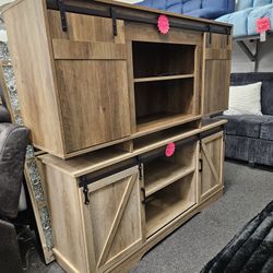 Brand New Tv STANDS 60 " Inch TV Brown Oak With Slidding Doors 
