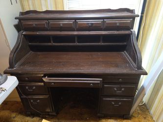 Vintage wood roll top desk