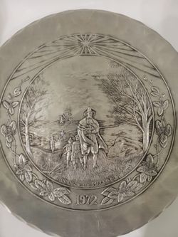 Hand wrought pewter commemorative  plates