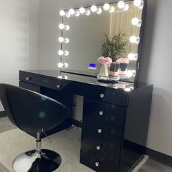 Makeup Vanity With Bluetooth Mirror , Chair Is For Separate Financing available