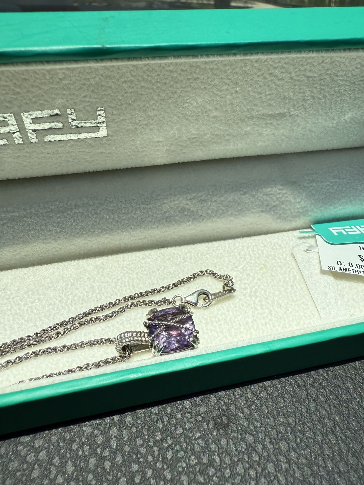AFFY Amethyst Pendant On Silver Necklace