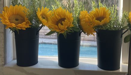 Black Tub /vase , 3 Pieces Set 