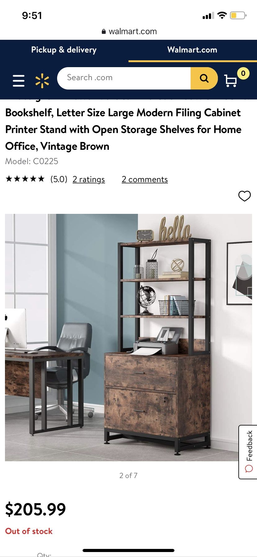 Tribesigns 2 Drawer Vertical File Cabinet with Lock & Bookshelf, Letter Size Large Modern Filing Cabinet Printer Stand with Open Storage Shelves for H