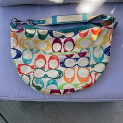 Coach Y2K Hampton 5657 Rainbow Scribble Signature Hobo Bag