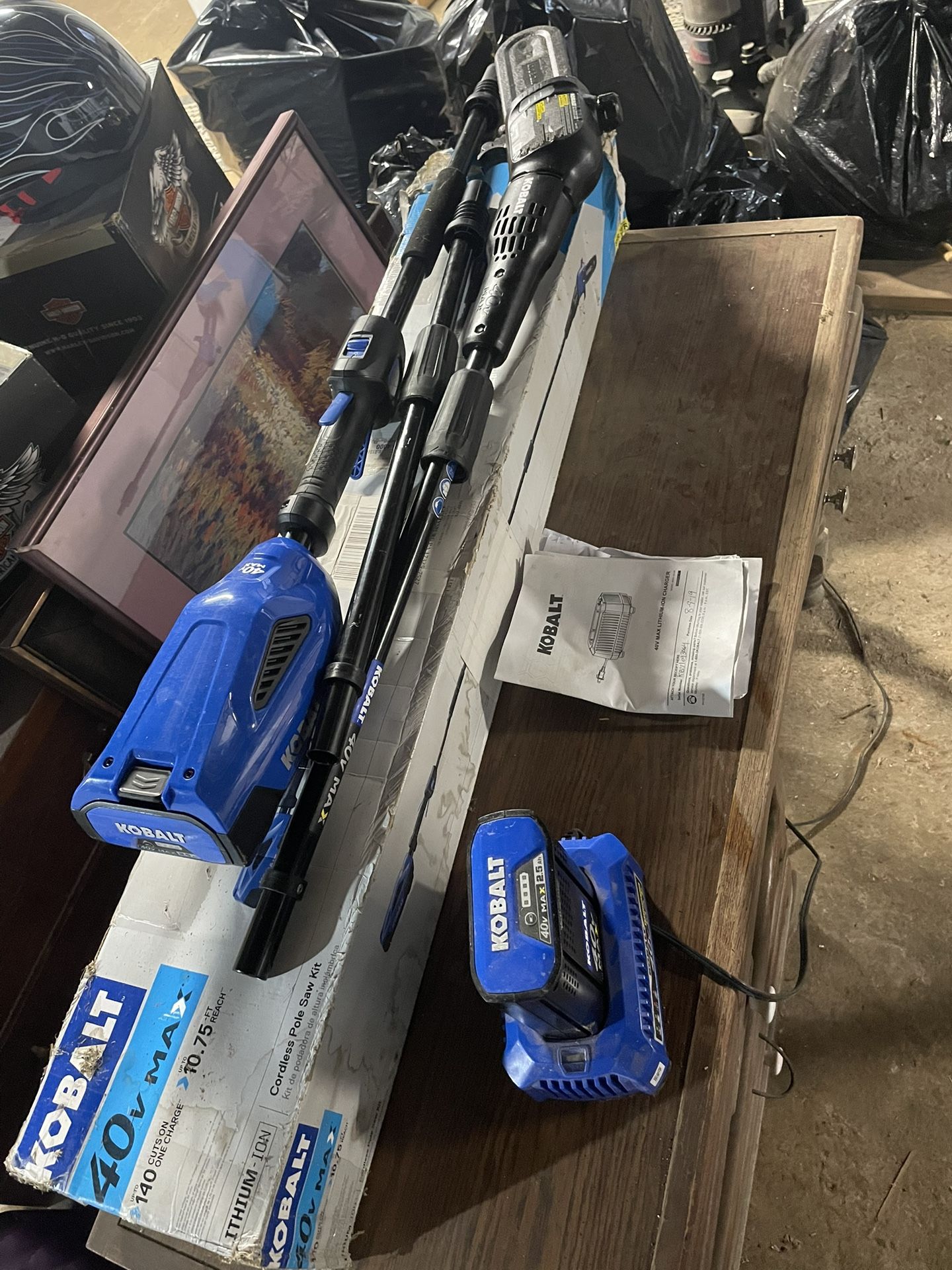 Kobalt Limb Saw W/Two Batteries And Charger & Extension pole