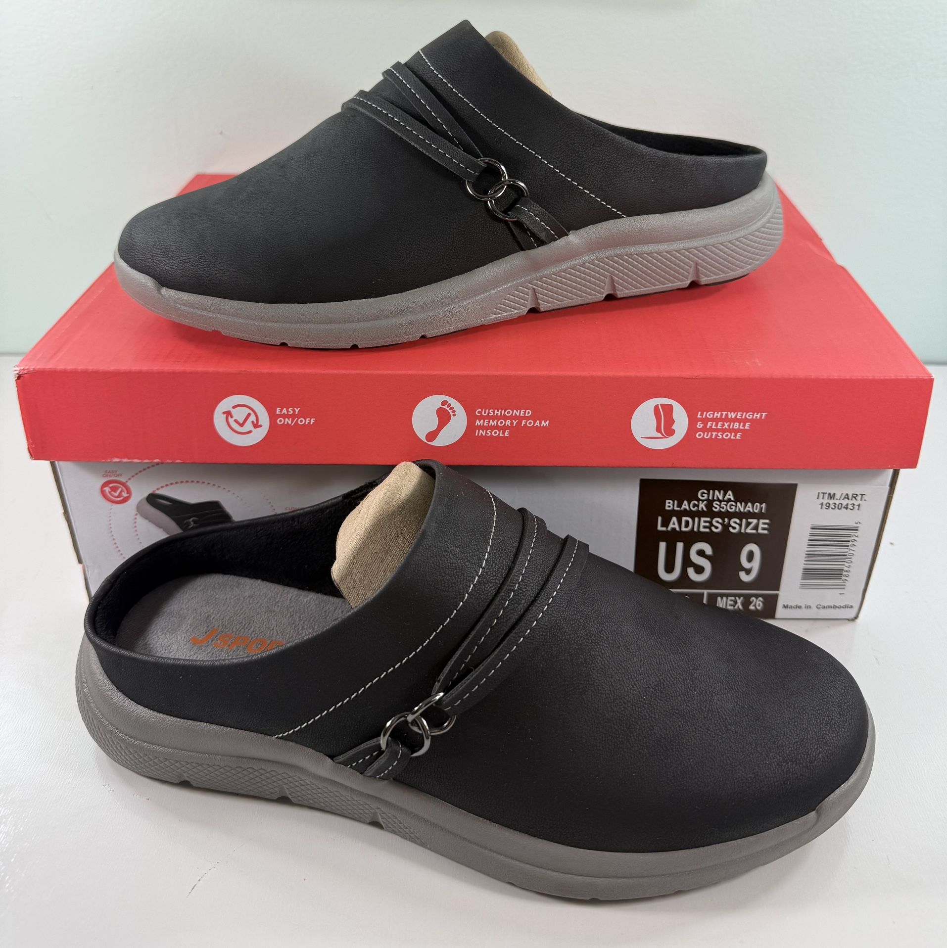 New JSport Slip On Gina Mule Shoes Womens - size 8