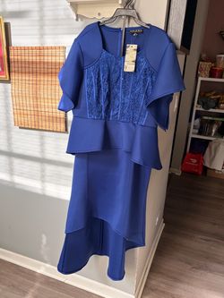 BRAND NEW SKIRT AND BLOUSE FORMAL DRESS IN A 3X PLUS SIZE IN ROYAL BLUE BY RAQUEL
