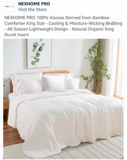 NEXHOME PRO 100% Viscose Derived from Bamboo Comforter King Size - Cooling & Moisture-Wicking Bedding - All Season Lightweight Design - Natural Organi