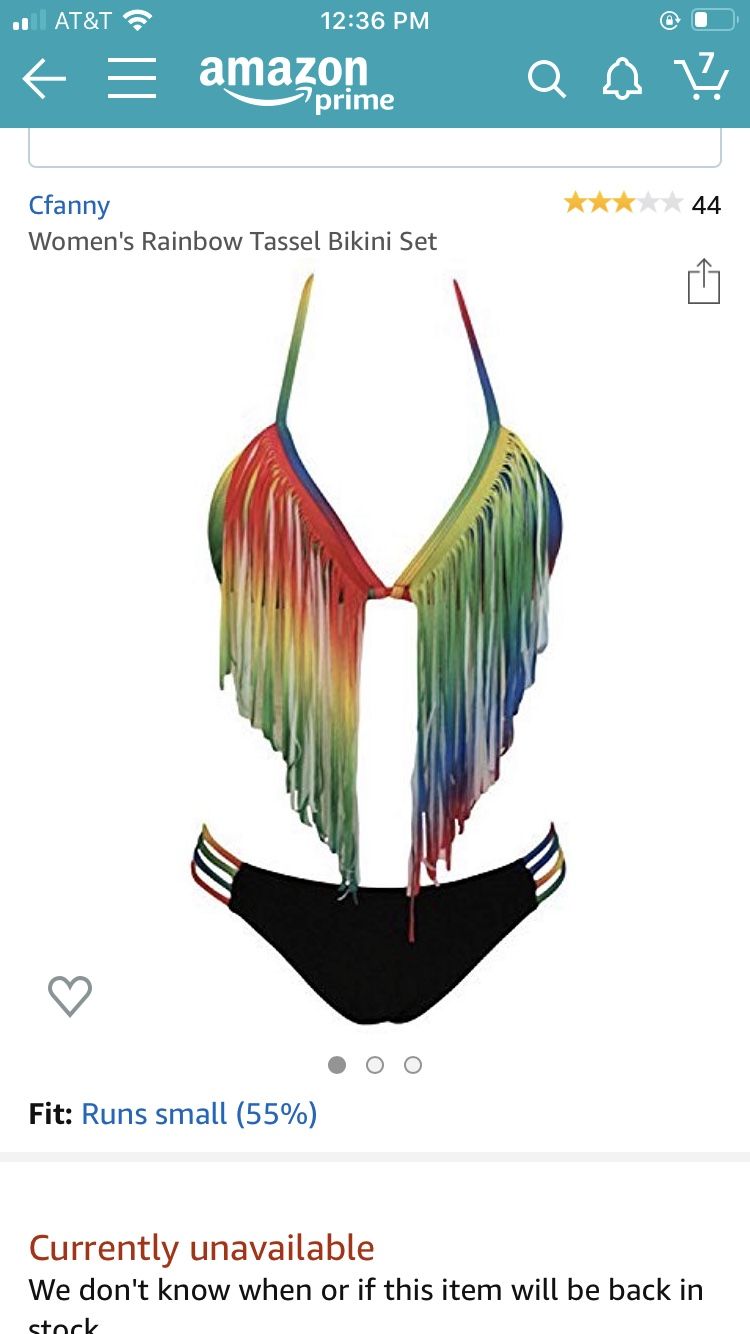 Cute tassel rainbow bikini L