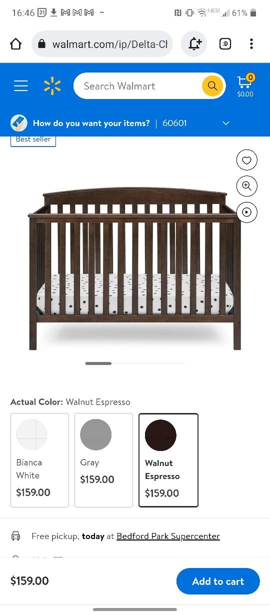 Delta Children Hanover Convertible Baby Crib, Walnut